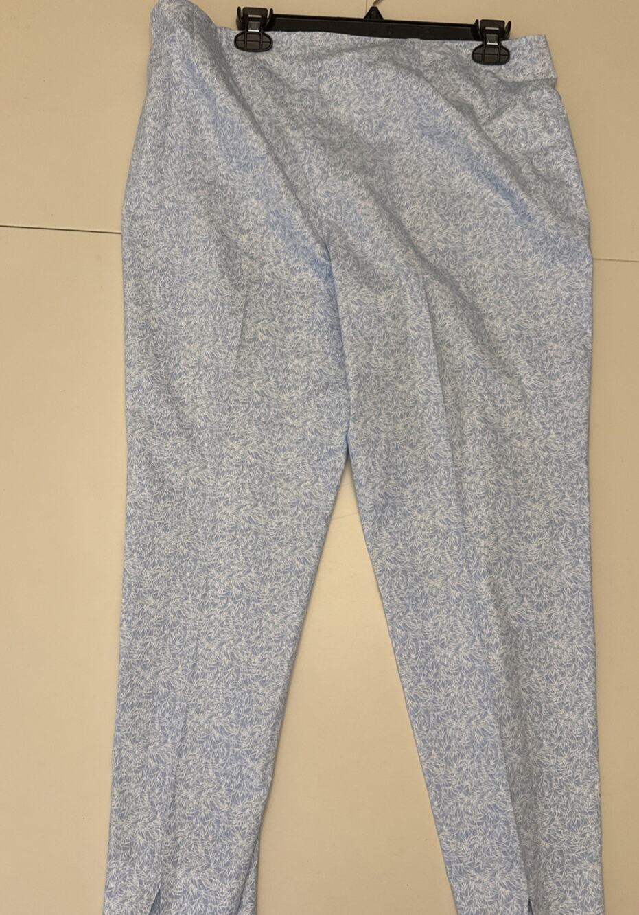 Piazza Sempione Women's It 48 US 12Audrey Crop Pants Blue White Abstract Amazing